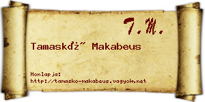 Tamaskó Makabeus névjegykártya